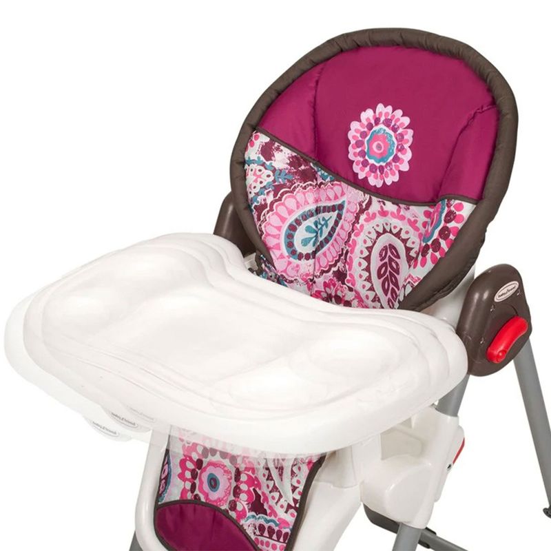 Baby Trend Sit-Right Durable Steel Frame Compact Freestanding Foldable High Chair w/Reclining Seat, Safety Harness, & Removable Tray Insert, Paisley, 5 of 7