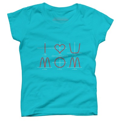 Girl's Design By Humans I Love You Mom Math Equations By WatercolorFun T-Shirt