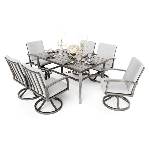 HAPPATIO 7 Piece Aluminum Patio Dining Set, Outdoor Dining Table and Chairs Set - 1 of 4