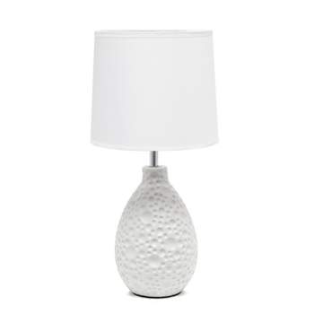 14.17" Traditional Ceramic Texture Thumbprint Tear Drop Table Desk Lamp with Tapered Shade - Creekwood Home 