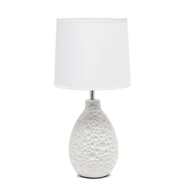 14.17" Traditional Ceramic Texture Thumbprint Tear Drop Table Desk Lamp with Tapered Shade - Creekwood Home , 1 of 8