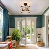 Dewdrop Rustic 3-Light Wood Beaded Semi Flush Mount Ceiling Light Black and Natural Finish for Dining Room - 4 of 4