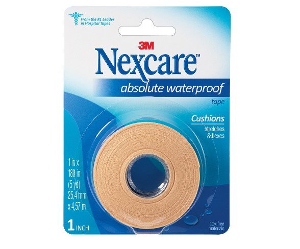 Nexcare Absolute Waterproof First Aid Tape, Tan, 1 in x 5 yds