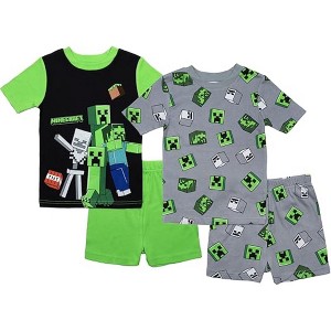 Minecraft Little/Big Boys' 4-Piece Short Sleeve Cotton Pajama Sets - 1 of 4