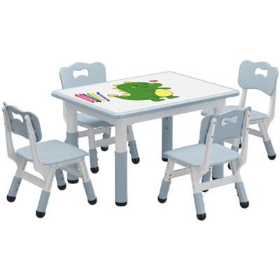 Kids Table and Chair Set, Adjustable Toddler Table Chairs Set, Graffiti Desktop, Non-Slip Legs, Arts Table