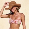 Women's Tropical Pink Floral Lace-Up Bikini Top - Cupshe - 2 of 4