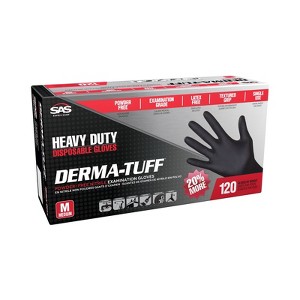 SAS Safety - Derma-Tuff - Nitrile - Disposable Gloves - Medium - Powder Free - Black - 120 Pack - 1 of 1