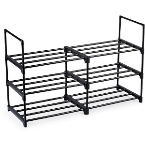 Collections Etc Compact 3-Tier Iron Shoe Organizer Racks 33.75 X 21.5 X 6.5 Black - 1 of 3