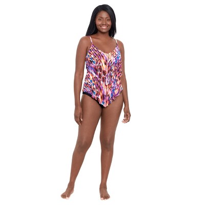 Women's Trimshaper Ronnie Tankini Swimsuit Top - Rainy Day Ikat