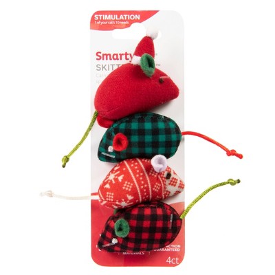 SmartyKat Skitter Mice Holiday Plush Catnip Cat Toys Set - 4pk