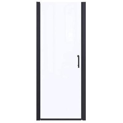 ONWITH 32 to 33-1/4 in. W x 72 in. H Pivot Swing Frameless Shower Door in Black with Clear Glass