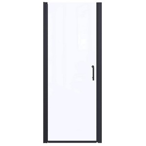 ONWITH 32 to 33-1/4 in. W x 72 in. H Pivot Swing Frameless Shower Door in Black with Clear Glass - 1 of 3