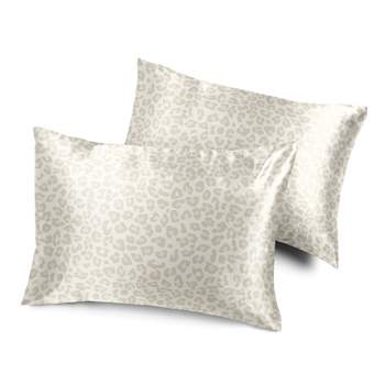 Sweet Jojo Designs Decorative Satin Pillowcases Cheetah Ivory Beige Gold 2pc