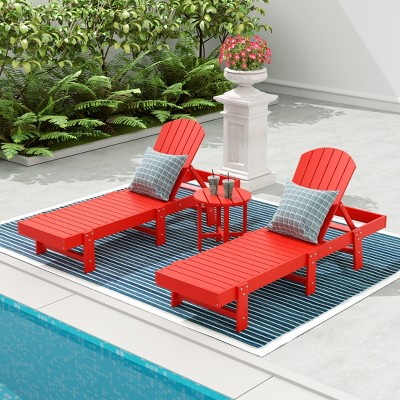 WestinTrends Dylan 3 Piece Adirondack Poly Reclining Chaise Lounge
