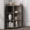 Corner cabinet storage rack with built-in outlet, 9-compartment wooden display bookshelf, suitable for living room, bedroom, or dining room - 2 of 4