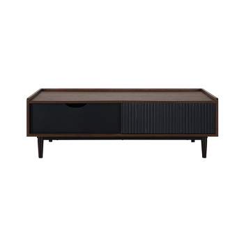Duane Ribbed Coffee Table with Drawer and Shelf - Manhattan Comfort