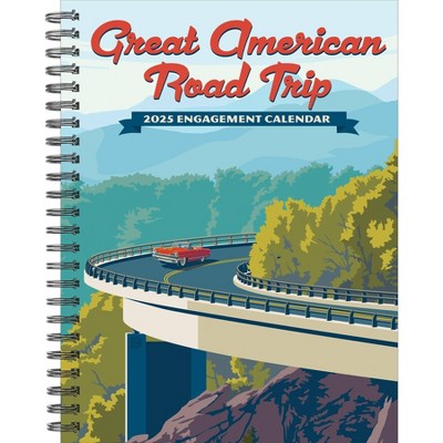 Willow Creek Press Great American Road Trip 2025 Engagement Calendar: Weekly Planner, Spiral Binding, 6.5x8.525", Blue