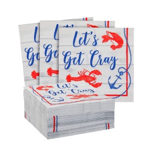 Blue Panda 100 Pack Crawfish Paper Napkins for Crawfish Boil Party Supplies and Decor (2-ply, 6.5 In) - 1 of 4