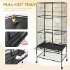 Large 3-Tier Bird Cage, 176 x 82 x 47 cm Metal Aviary with 360° Wheels, Perches, Feeders & Slide-Out Tray for Parrots, Budgies & Cockatiels, Black - 4 of 4