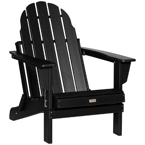 TIRAMISUBEST Folding Adirondack Chair - Weatherproof HDPE Patio Chair for Deck, Backyard & Fire Pit (Black) - 1 of 4