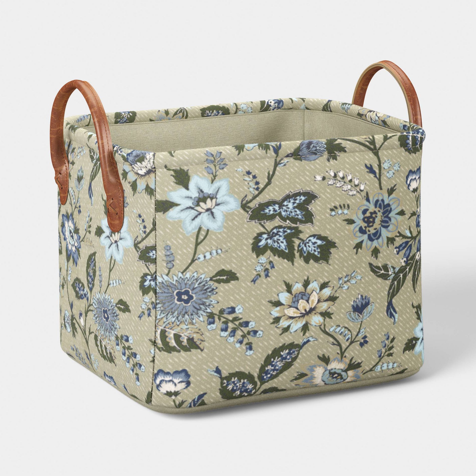 Small Quilted Fabric Bin Green Floral - Threshold™