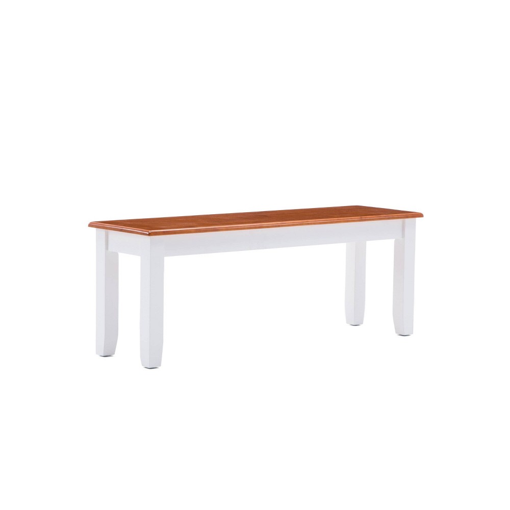 Bloomington Bench White/Honey Oak - Boraam: Shaker-Style, Backless, Wood Frame, 18" Height