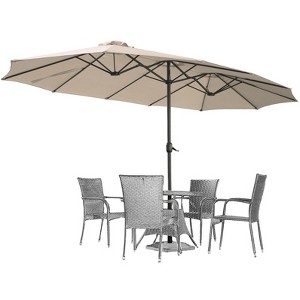 Cesicia 15'' x 8.9'' in Red Solar Umbrella, Patio Umbrella for Table or Base with Tilt & Crank, for Garden, Deck, Backyard, Pool, Beach - 1 of 4
