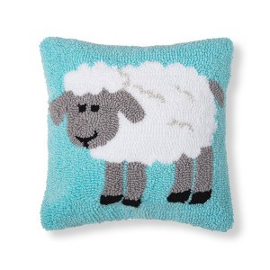 C&F Home 12" x 12" Fluffy Sheep Hooked Spring Easter Themed Small/Petite Accent Throw Pillow - 1 of 4