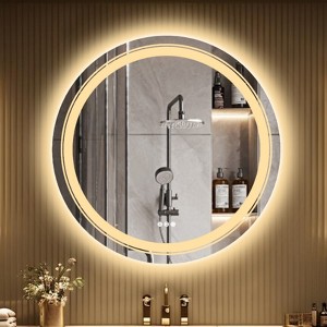 24/32/36in Large Round Smart LED Bathroom Wall Mirror Lighted Round Makeup Vanity Mirror - 1 of 4