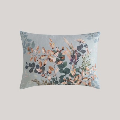 Peach Leaves on Sage Cotton Reversible Queen Comforter Set
