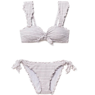 Adore Me Women's Steph Swimwear Top Xl / Gingham Raindrops Gray. Target