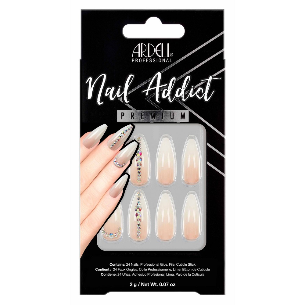 Ardell Nail Addict False Nails - Nude Light Crystals - 24ct