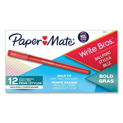Paper Mart Paper Mate Write Bros. Ballpoint Pen Stick Bold 1.2 mm Red Ink Red Barrel Dozen 2124521