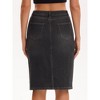 INSPIRE CHIC Women's High Waist Back Slit Stretch Denim Casual Sheath Midi Jean Skirts - 4 of 4