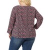 Agnes Orinda Women's Plus Size Ditsy Floral Elastic Cuff Crew Neck Peasant Blouses - 4 of 4