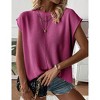 Womens Summer Cap Sleeve Tops Trendy Casual Crew Neck Knit Lightweight Sweater Pullover Top - 4 of 4