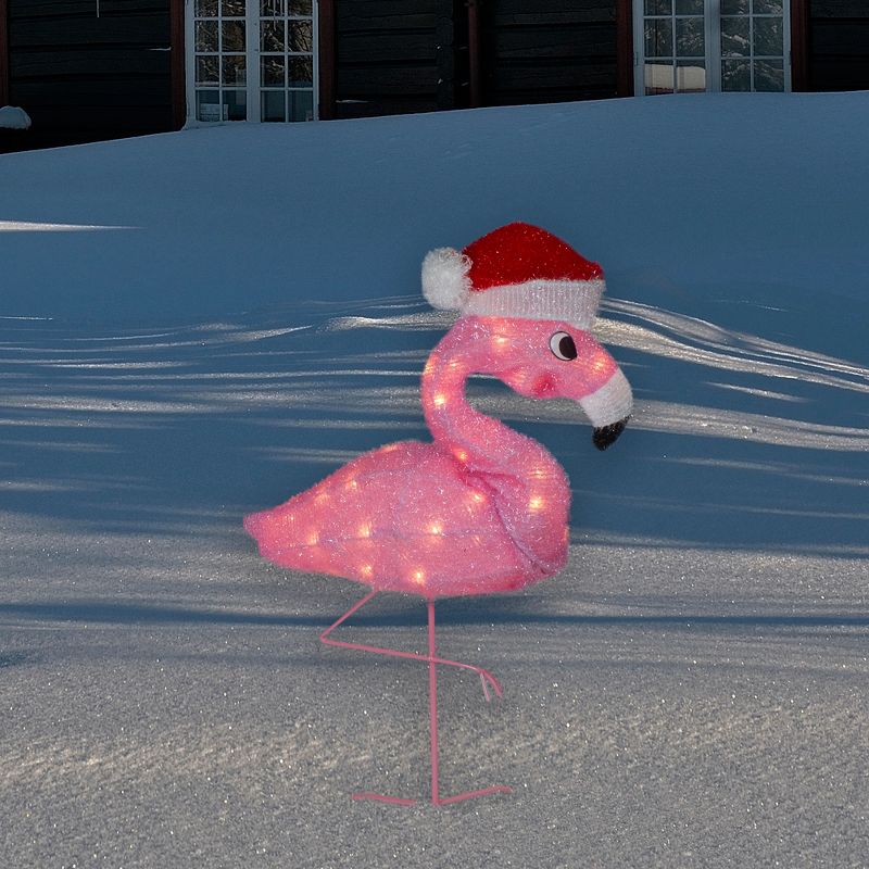 Northlight 24" Pink Flamingo in Santa Hat Outdoor Christmas Decoration, 2 of 6