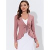 INSPIRE CHIC Women's Tie Front Long Sleeve Crop Ruffle Knit Cardigan Sweaters - 3 of 4