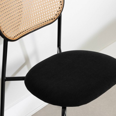 Black and Natural Rattan Cane Side Chair