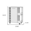 HomeRoots White Rolling Bar Cart With Wine Storage - 3 of 4