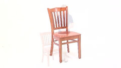Red and Brown Wood Slat Back Side Chair