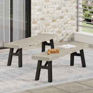 Maggift Patio Seating Sets Outdoor, Featuring Unique Design, Ideal for Chats, Perfect for Gardens, Living Spaces, Beige, 63"*14.25"*17.75" - 1 of 4