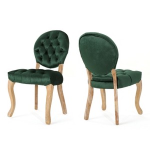 Set of 2 Xenia Tufted Dining Chairs Emerald Green - Christopher Knight Home