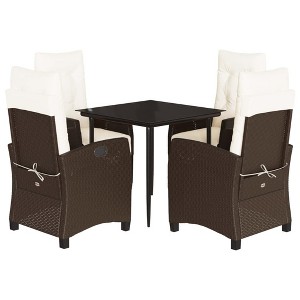 vidaXL Garden Dining Set Brown PE Rattan Adjustable Footrests - 1 of 4