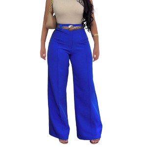 Coolmee Women's Palazzo Lounge Pants Stretchy Wide Leg Casual Pants Comfy High Waist Flowy Pants - 1 of 4