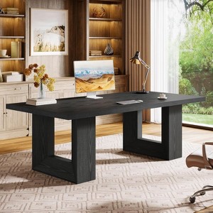 Lantine  Home Office Desk, 62.99" Large Farmhouse Executive Desk, Computer Table for Office, Conference Room, Study Room (Black) - 1 of 4