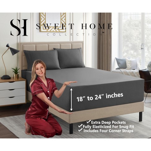 Sweet Home Collection  4-piece Bed Sheets Set - Luxury Bedding Set, Extra  Deep Pocket - Queen, Gray : Target