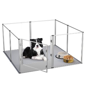 Artloge 6-10 Panels Large Heavy Duty Acrylic Dog Playpen Puppy Fence Safest Pet Enclosure Fertility Cage with Aviation Aluminum Frame & Waterproof Pad - 1 of 4