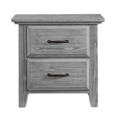 Graphite Gray 2-Drawer Solid Wood Nightstand
