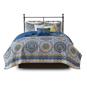Gulches Full/Queen 6 Piece Reversible Quilt Set with Throw Pillows Blue - 1 of 4